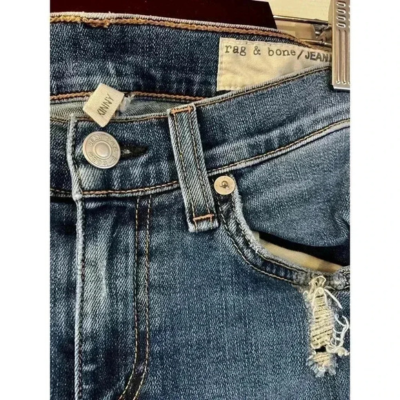 RAG & BONE Women's  Skinny Distressed La Paz Blue Jeans SIZE 25 - Picture 3 of 5